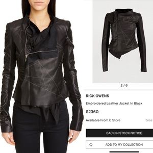 SALE🤍Rick Owens Lambskin Leather Jacket